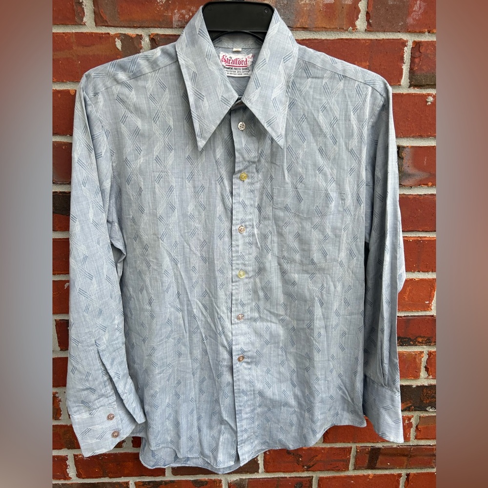 Vintage Stratford Permanent Press Long Sleeve Button Down Geometric Shirt L